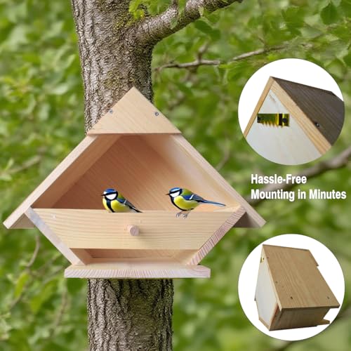 Mourning Dove Bird House - Outdoor Solid Wood Nesting Box with Predator Guard for Backyard, Garden, Patio | Handmade, Weather Resistant, Easy Mount - size: 1 Pack