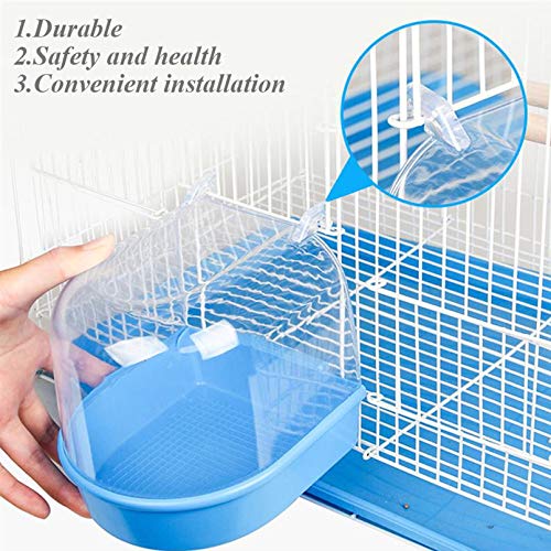 kathson Parrot Bath Box Bird Cage Accessory Supplies Bathing Tub Bath for Parakeet Pet Brids Canary Budgies Parrot (Random Color) - color: Blue