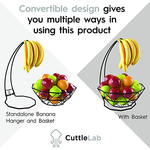 Fruit Basket with Banana Hanger, Fruit Bowl with Banana Holder, Fruit Bowl for Kitchen Counter used as Bread Basket, Vegetable Basket, Fruit Stand or Egg Holder with Bananatree - size: 1-Tier