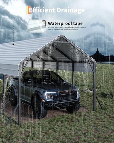 GarveeLife 13 ft x21 ft x11 ft Oversized Metal Carport, Steel Heavy Duty Car Ports for All-Weather, Tall Carport for Full-Size Pickup Trucks, Boats, and Tractors, N.W. 660 LBS