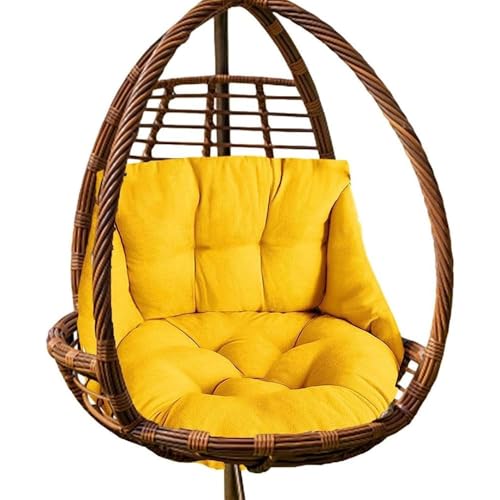 Hammock Chair Cushion, Hanging Basket Egg Chair Cushion Round Seat Thick Nest Back Pillow for Patio Garden Swing Chair Seat Pads (Only Pads) (Yellow) - color: Yellow