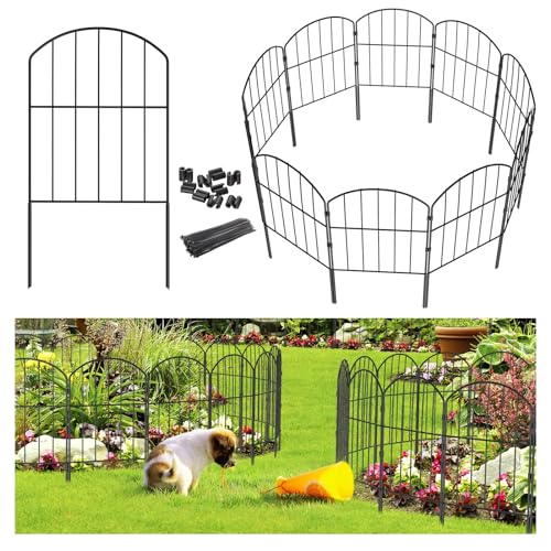 Goovilla Garden Fence, Total 10ft(L) x 24in(H), 10 Pcs, Rustproof Metal | Garden Fencing Animal Barrier, Fence Panels,Black No Dig Fence,Decorative Garden Fences and Borders for Dogs,Flower Bed,Patio - size: Arched