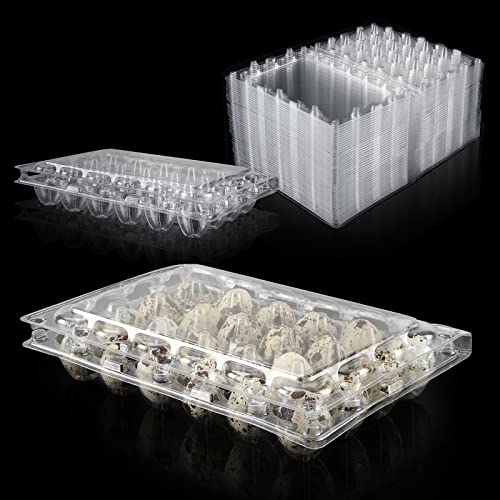 100 Pcs Quail Egg Cartons, 24 Grids Clear Quail Egg Cartons, Reusable Quail Egg Cartons Cheap Bulk, Plastic Stackable Egg Storage Box for Small Eggs,Quail,Pheasant,Pigeon Eggs