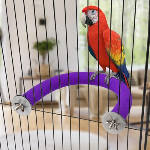Rypet U-Shaped Large Parrot Perch, Quartz Bird Perch for Cage(Purple L) | Safe Chew & Rest Perch for Large Birds, Durable Non-Toxic Cage Accessory, for Parakeets Cockatiel Conures - color: Purple, size: Large