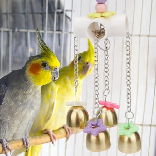 Parrot Bells Toy with Sweet Sound Bird Chewing Toy for Bird Budgie Parakeet Cockatiel Conure African Grey Lovebird