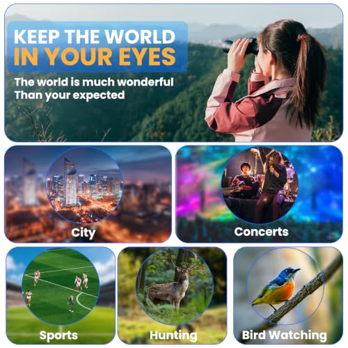 10-180x100 Zoom Binoculars for Adults, Day/Low Light Night Vision | High Powered Binoculars with BAK4 & FMC Lens, Waterproof Fogproof for Hunting Birdwatching Travel Sport Concert Gift for Men