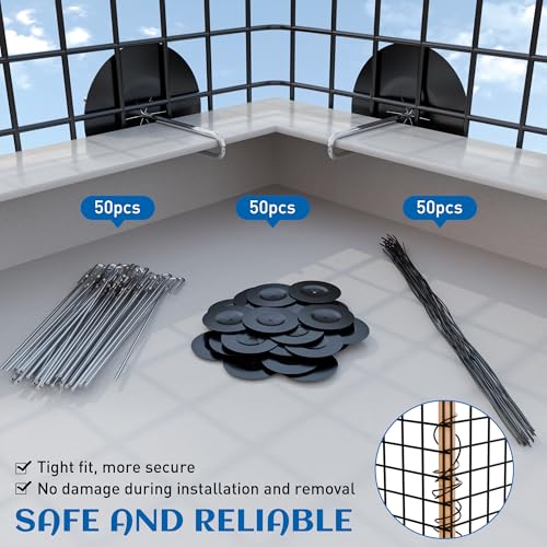 Solar Panel Bird Guard 6 in x 50 ft for Squirrel, Bird, Critters Proofing | Critter Guard for Solar Panels with 100 Pcs Stainless Steel Fasteners, Removable PVC Coated Pigeon Netting Wire - size: 6inch x 50ft