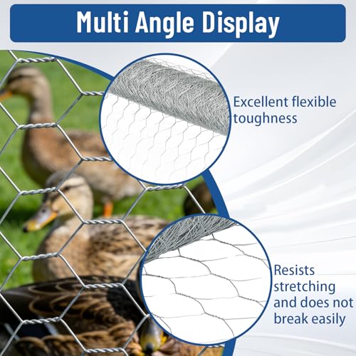 WFLNHB Hexagonal Chicken Wire Poultry Netting Galvanized Mesh Garden Fence Barrier Fence Mesh Roll 6Feet x 150Feet - size: 6FTx150FT