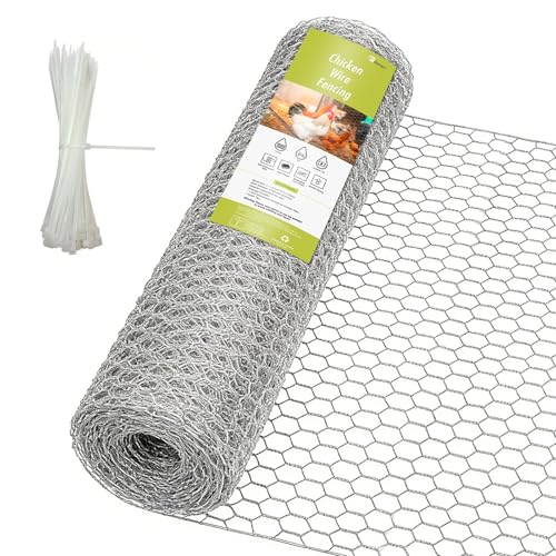 Chicken Wire Fencing, 16.5 Inch x 138 Inch Chicken Wire Mesh for Garden | 24 Rifny 1 Inch Mesh, Hexagonal Galvanized Metal Poultry Wire Netting Roll, for Chicken Coop Rabbit Dogs Plant Barrier - size: 16.5 x 138 Inches-1 Inch Mesh