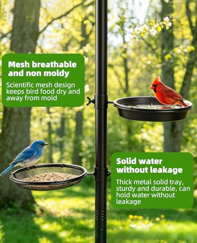 Bird Feeder Pole - 92 Inch Heavy Duty Birdhouse Stand with Squirrel Proof Baffle for Outdoor, Adjustable Bird Feeding Station with Multi Shepherds Hooks Mental Trays for Garden Attracting Wild Birds - color: Black 9-Claw Base