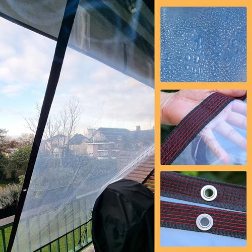 Transparent Tarp, 6x10 FT - Clear Heavy Duty Waterproof Tarps, Greenhouse Plastic Sheeting - Large/Small Outdoor Cover for Camping Patios Enclosures Chicken Coops Gardens Plastic Tarpaulins - size: 6'x10'