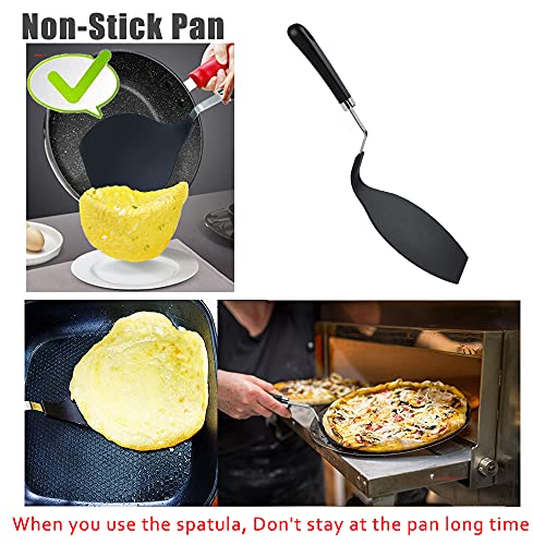 TENTA KITCHEN Grip-EZ Premium Chef Series Round Flexible Large Spatula Pancake Spatula,Pancake Flipper,Egg Turner, and Omelet Spatula-Heat Resistant，Black