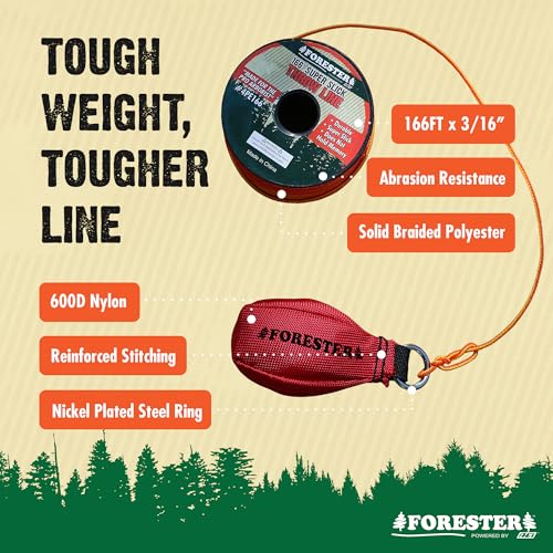 FORESTER Arborist Throw Line Kit | Throw Weight & 166ft Rope | Ultra Slick 100% Polyester Rope | Arborist Equipment for Tree Climbing - style: 15oz Throw Weight