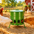 Tgeyd Metal Bucket Chicken Feeder, 20LB Large Capacity Poultry Feeder with 12 Feeding Ports & Dual-Cone No-Waste Design, Adjustable Height & Foldable for Storage, Rust-Proof for Chickens, Ducks, Quail | Organometallic coating