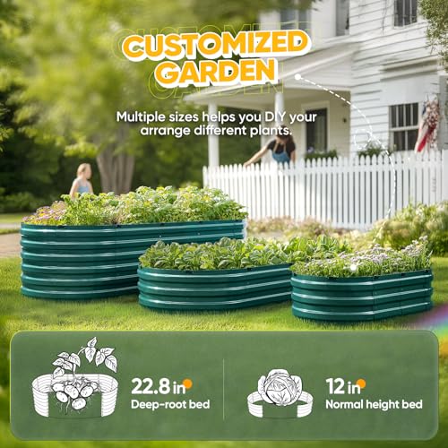 King Bird Raised Garden Bed Quick-Setup 74x36x23 in | Galvanized Planter Box Outdoor for Gardening, Vegetables, Flowers, Green - color: Green, size: 74X36X24 in