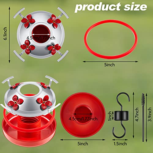 Hummingbird Feeder Bottom Base Replacement Parts Set Plastic Outdoors Hummingbird Feeder Bottom Moat Hook Brushes Bird Replacement Accessories Set(Red,5 Pcs)