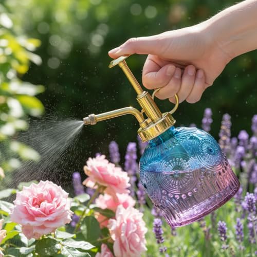 Indoor and Outdoor Potted Plant Sprayer Household Plant Glass Small Watering Can Spray Bottle Plant Sprayer Glass Spray Bottle Decorative Spray Bottle (Purple Gradient Blue) - color: Purple Gradient Blue