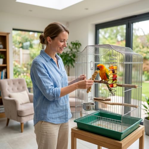 4PCS Millet Holder, Bird Foraging Feeder Set for Small to Medium Birds, Includes 2 Millet Holders and 2 Fruit Forks