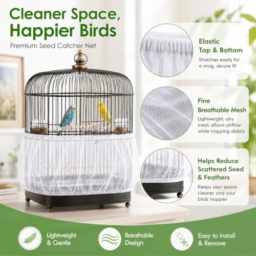 4PCS Bird Cage Net, Bird Cage Seed Catcher, Bird Cage Seed Catcher for Large and Medium Cages