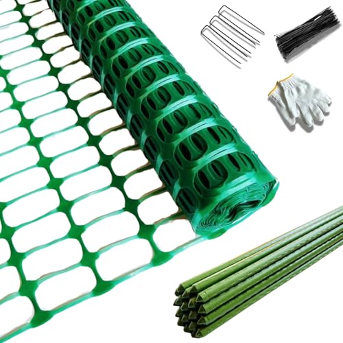 40'' x 100', Green, Plastic Garden Fence with Stakes, Strength | Reusable HDPE Mesh, Construction & Outdoor Use, Easy to Install, Rust Free, Flexible Design, Cut to Fit, Easy to Roll & Store - color: Green, size: 40'' x 100'