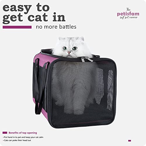Soft Pet Carrier for Large and Medium Cats, 2 Kitties, Small Dogs. Easy to Get Cat in, Great for Cats that Don't Like Carriers (Viva Magenta) - color: Viva Magenta