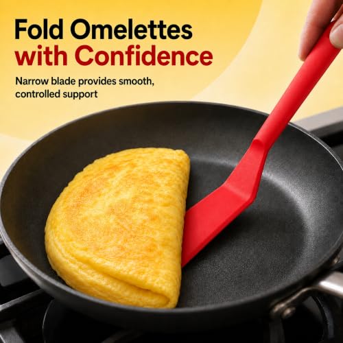 Pancake Flipper Spatula - Non-Stick - Heat Resistant Egg Spatula for Kitchen Uses, Baking, Cooking, and Mixing - Red - color: Red