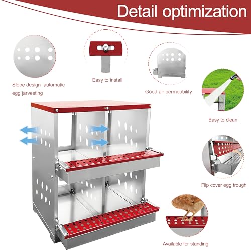 XINYI Chicken Nesting Boxes for Laying Eggs,Metal Coop for 4 Chickens,Roll Away Nesting Boxes,Easy Egg Collection,Brooder Box for Rabbit,Squirrel,Parakeet,Owl,Cockatiel,Robin - size: 4 Compartments