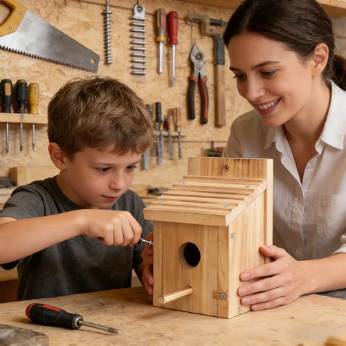 2 Pack Bird Houses for Outside,Garden Bird Houses for Outdoor,Wooden Birdhouses Kits for Bluebird Finch Swallow Wren Chickadee Assembly Required