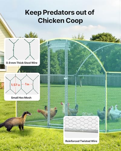 VEVOR Large Metal Chicken Coop with Run, 19.6 x 9.8 x 6.5 ft Walkin Chicken Coop for Yard with Waterproof Cover, Dome Roof Large Poultry Cage for Hen House, Duck Coop and Rabbit Run - size: 118.1"L x 236.2"W x 78.7"H