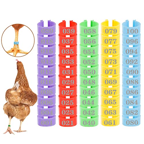 MEWTOGO 0.6in 100 Pcs Numbered Chicken Leg Identification Bands | Openable Reusable Readable 1-100 Poultry Leg Rings for Ducks Goose Gamefowl Turkey, Chicken Coop Accessories - size: 0.6in