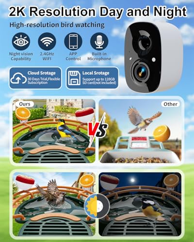 Bird Feeder with Camera, AI Recognition, Bird Bath, Solar Powered | Identify birds with AI, capture sharp 2K video, enjoy solar charging, bird bath design and instant smart app alerts. - color: Green, size: With BirdBath