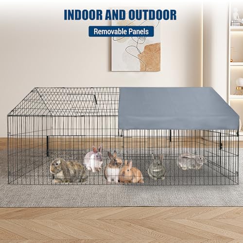 GarveeHome Large Metal Chicken Coop,86" L x 40" W Portable Chicken Run with Waterproof Cover, Chicken Coop Run, Outdoor Backyard Farm Poultry Fence Pet Playpen for Rabbit, Duck, Chinchillas