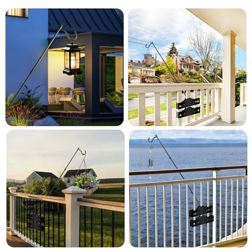 ULIOK Deck Hook, Heavy Duty Hummingbird Feeder Hanger, 31 Inch Extended Adjustable, Solid Steel Hanging Hook for Hanging Bird Feeder, Suet Baskets, Planters, Wind Chimes, 360 Degree Rotary, 2 Pack - color: 2Pack