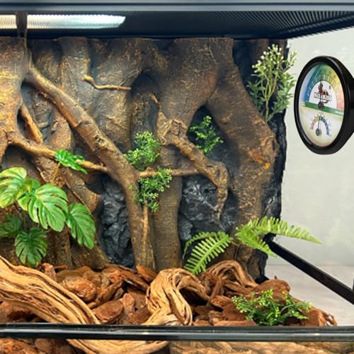 Reptile Terrarium Thermometer Hygrometer Dual Gauges 2-in-1 for Reptile Tank Snake Tank Bearded Dragon Tank Accessories No Battery Required