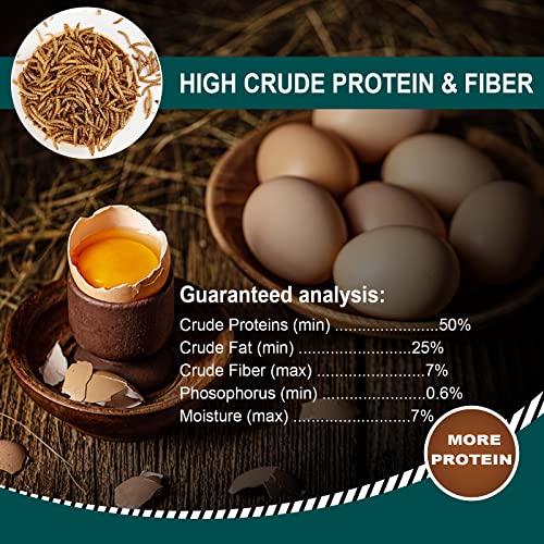 6LBs Non-GMO Dried Mealworms,High-Protein Larvae Treats Feed Molting Supplement for Birds Hens Ducks etc,Large Bulk Meal Worms Birds Chicken Food