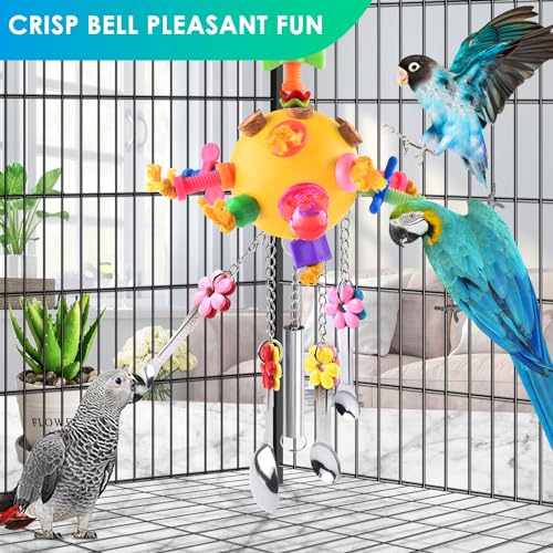 KATUMO Bird Toys Pull Spoons Colorful Acrylic Stick Toys Parrot Chew Toy for Amazon Parrot, African Grey, Conure, Caique, Quaker, Small Cockatoo, Mini Macaw, Eclectus and Similar Birds - color: Yellow ball