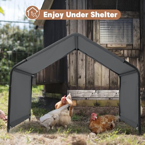 Dog Shade Shelter Outdoor 4'x4'x3' Tent for Large Medium Dogs, Outside Sun Rain Canopy Pet House for Livestock Pigs Cats with Waterproof Roof Ground Nails,Dark Gray - color: Dark Grey