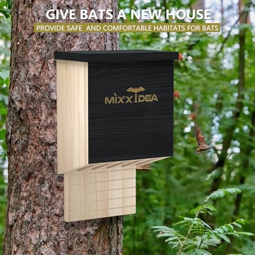 Bat House Bat Box Double Chamber Outdoor House Nursery Bat Shelter Habitat Big bat Box Handcrafted from Cedar Wood - Easy for Bats to Land and Roost - Weather Resistant & Ready to Install - color: Black 2