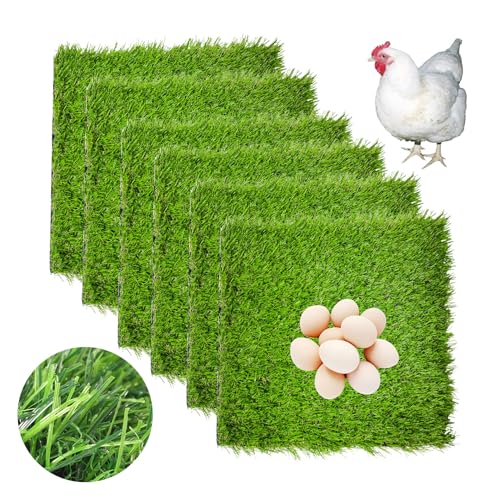 Hamiledyi Chicken Nesting Box Pads, 6 Pcs Artificial Grass Rug Carpet Synthetic Turf Mat Nest Box Bedding for Chicken Coop Pet Garden Lawn Indoor Outdoor 12"x12" - size: 6 Pcs Green