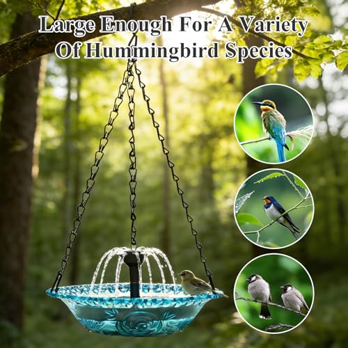 Solar Power Hanging Birds Bath Set, Water Floating Fountain for Bird Bath | Outdoor Hanging Garden Water Fountains Birdbath for Bird Bath,Feeder,Drinking,Patio Lawn and Backyard