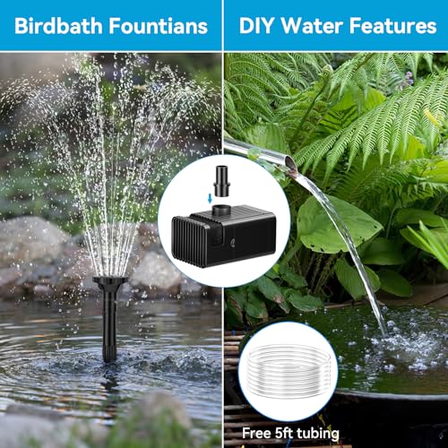 Solar Fountain Pump with 3600mAh Battery Backup, 8W Solar Powered Bird Bath Fountain with Dry-run Protection & Double-layer Nozzles 5Ft Tubing for Pond, Bird Bath, Backyard Water Feature - size: 8W Fountain