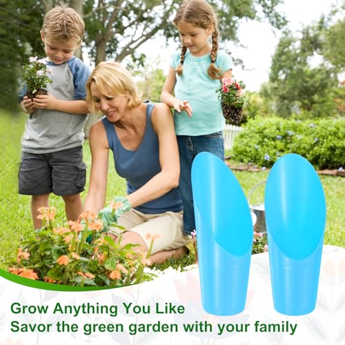 M METERXITY 6-Pack Bonsai Soil Scoops, Plastic Garden Soil Scoops Bucket Shovel Potting Scoopers for Transplanting/Flower Planting/Plant Succulent, Colorful Small Gardening Tools [Blue] - color: Blue