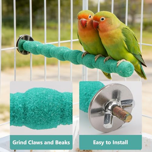 Litewoo Pet Bird Perch Parrot Rough-surfaced Stand Toy Branch Nature Wood Quartz Sand Branches Nail Perch for Small Medium Birds Cockatiel Parakeet Conure Cage Accessories (Green, 6.3in) - color: Green, 6.3in