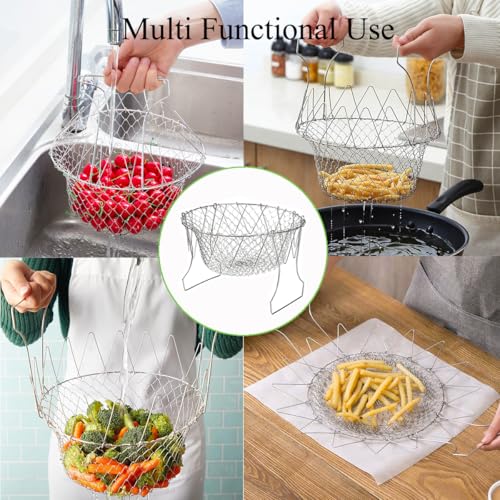 chicken treat dispenser hanging, 9.5in Large Foldable Chicken Ball Vegetable Treat Holder Ball with Hanging Stainless Chain,Sturdy Poultry Cabbage Feeder Basket for Chicken Coop(2 Pack Large)