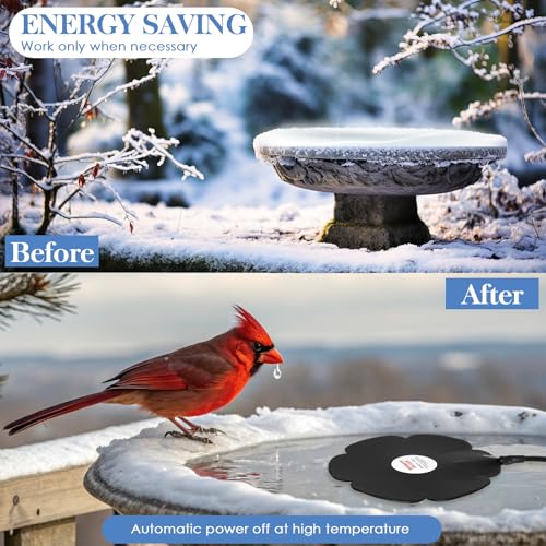 Tujoe 2 Pack 250W Bird Bath Heater De-icer, Thermostatically Controlled Birdbath Water Heater with 6.6 ft Cord, Outdoor Winter Heaters for Bird Bath, Chicken Waterer, Pond