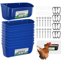 Chicken Feeder Waterer, 10 Pack Duck Feeder Supplies, Hanging Fence Feed Trough with Clips for Goat, Sheeple, Piglet, Gooses, Turkeys, Dog Livestock Poultry, Blue - color: 10 pack Blue