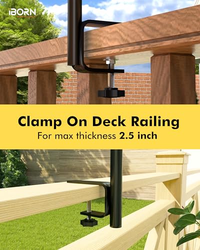 iBorn Shepherds Hooks for Outdoor Clamp On Deck Hook for Bird Feeder 45 Inch Heights Feeder Hangers for Deck Railing Hummingbird Feeders Hanging Tri-Hooks 2024 New (Feeders are Not Included) - size: 45" Height with Tri-Hooks