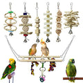 BWOGUE 7 Pack Bird & Parrot Toys, Bird Cage Toys for Conures, Wood Chew Set | Natural Wood, Bird Toys & Conure Toys, Climbing & Hanging Play, Hammock Rest, Corn Leaves & Luffa, Parakeets & Cockatiels