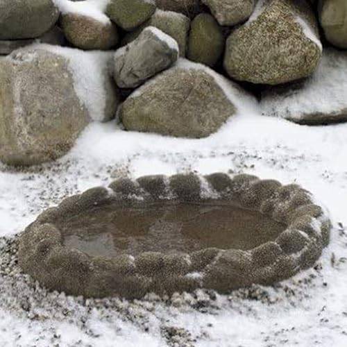 Farm Innovators Heated Bird Bath, Four Seasons Outdoor Decor Shallow Bath Tray for Birds - Backyard & Garden Birdbath with Sand Coated Design | Thermostatically controlled sand-coated oasis with enclosed heating element, cord tucks away for year-round use