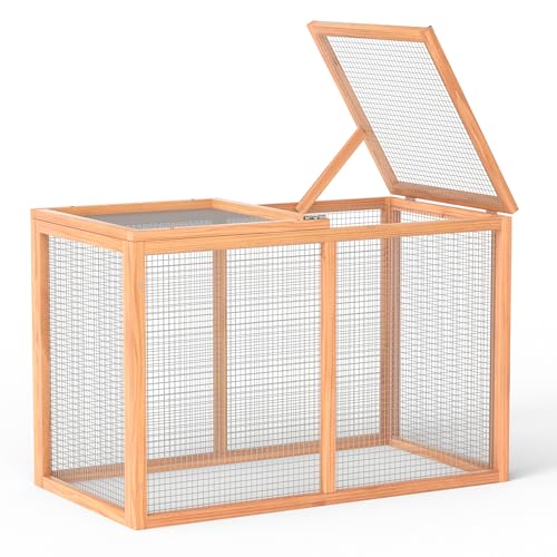 GOJOOASIS 40" Wooden Chicken Run Coop Outdoor Hen House | Poultry Cage, Fir Wood Build, Galvanized Wire Fence, Lockable Entrance, Holds 2-4 Chickens, for Backyard Garden Use - size: B